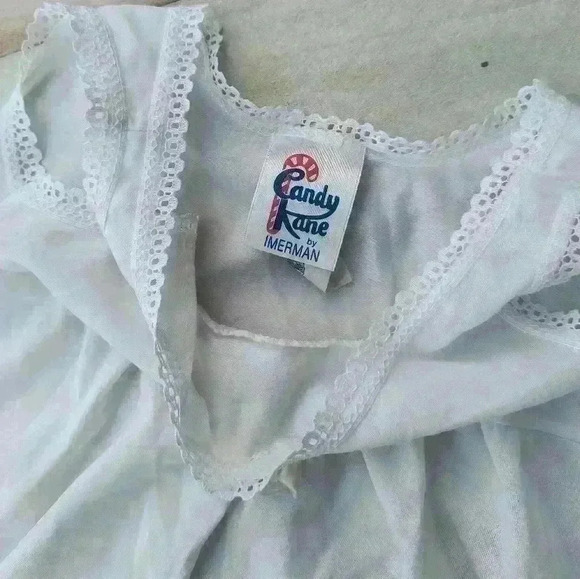 Vintage Candy Kane By Imerman Girls Size 4 White Slip Lace Eyelet Trim Pink Rose - Picture 3 of 4